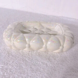 Vintage Arnels Iridescent Ceramic Quilted  Textured Soap Dish Cottagecore